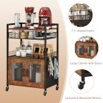 Rustic 3-Tier Coffee Bar Cart on Wheels