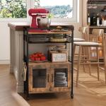 Rustic 3-Tier Coffee Bar Cart on Wheels