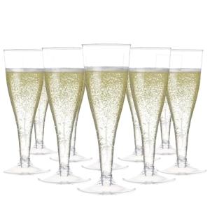100 Pack Clear Plastic Champagne Flutes - 4.5 oz