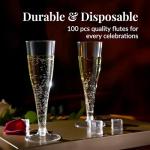 100 Pack Clear Plastic Champagne Flutes - 4.5 oz