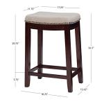 Beige & Dark Walnut Backless Counter Stool