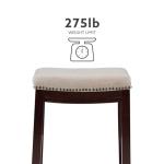 Beige & Dark Walnut Backless Counter Stool