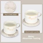 White Marble Coaster Set with Holder - 6 Pack