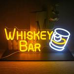 Whiskey Bar Neon Sign for Man Cave Decor