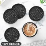 Black Silicone Coasters Set with Holder - 6 Pack