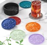 Black Silicone Coasters Set with Holder - 6 Pack