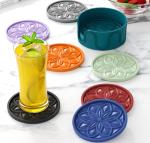 Black Silicone Coasters Set with Holder - 6 Pack