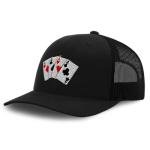 Poker Cards Mesh Snapback Hat - Black