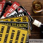 Vintage Funny Bar Signs - 10-Piece Man Cave Set