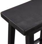 Black Solid Wood Saddle-Seat Barstools - Set of 2