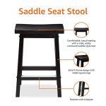 Black Solid Wood Saddle-Seat Barstools - Set of 2