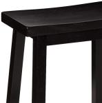 Black Solid Wood Saddle-Seat Barstools - Set of 2