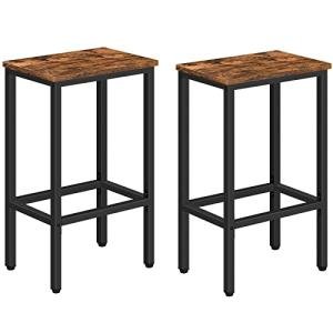 Set of 2 Rustic Bar Stools with Footrest
