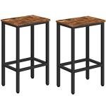 Set of 2 Rustic Bar Stools with Footrest
