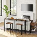 Set of 2 Rustic Bar Stools with Footrest