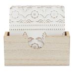 Set of 6 White Wooden Coasters with Holder