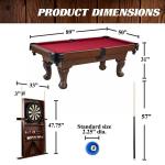 Barrington 90" Billiard Table with Cue Rack & Dartboard