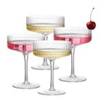 Vintage Ribbed Cocktail Glasses Set of 4