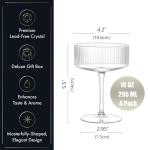 Vintage Ribbed Cocktail Glasses Set of 4