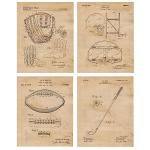 Vintage Sports Patent Prints Wall Art for Man Cave