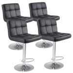 DUMOS 24-Inch Black Leather Bar Stool Set of 4