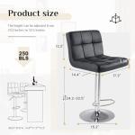 DUMOS 24-Inch Black Leather Bar Stool Set of 4