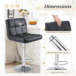 DUMOS 24-Inch Black Leather Bar Stool Set of 4