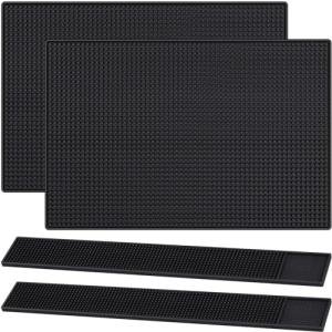 4 Pcs Non-Slip Rubber Bar Mats - Black