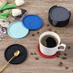 Silicone Coasters with Holder - 6 Pack Set