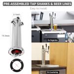 3-Tap Stainless Beer Tower with Dispenser Lines