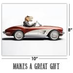 T-Rex Driving Vintage Vehicles Poster for Man Cave
