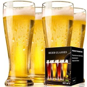 Set of 4 Beer Glasses for Your Man Cave