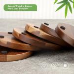 Acacia Wood Coaster Set with Holder - 6 Pack