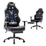 Big & Tall Gaming Chair with Footrest - Black