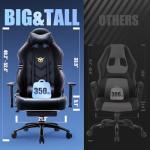 Big & Tall Gaming Chair with Footrest - Black