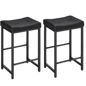 26" Saddle Bar Stools with Footrest - Black