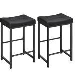 26" Saddle Bar Stools with Footrest - Black