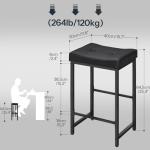 26" Saddle Bar Stools with Footrest - Black