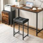 26" Saddle Bar Stools with Footrest - Black