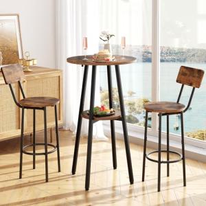 Round Bar Table and Chair Set for Small Spaces