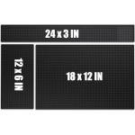 3-Piece Black Rubber Bar Service Spill Mat Set