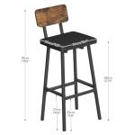 Set of 2 Black PU Bar Stools with Footrests