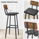 Set of 2 Black PU Bar Stools with Footrests