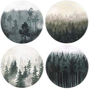 Forest Pattern Round Drink Coaster Set (4)