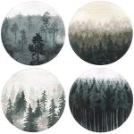 Forest Pattern Round Drink Coaster Set (4)