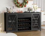 Modern Black Oak Coffee Bar Cabinet with Fridge