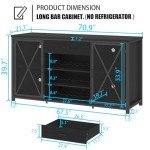 Modern Black Oak Coffee Bar Cabinet with Fridge