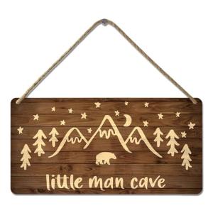 Rustic Bear Sign for Woodland Nursery Decor