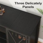 Modern Black Oak Coffee Bar Cabinet with Fridge