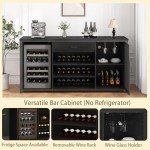 Modern Black Oak Coffee Bar Cabinet with Fridge